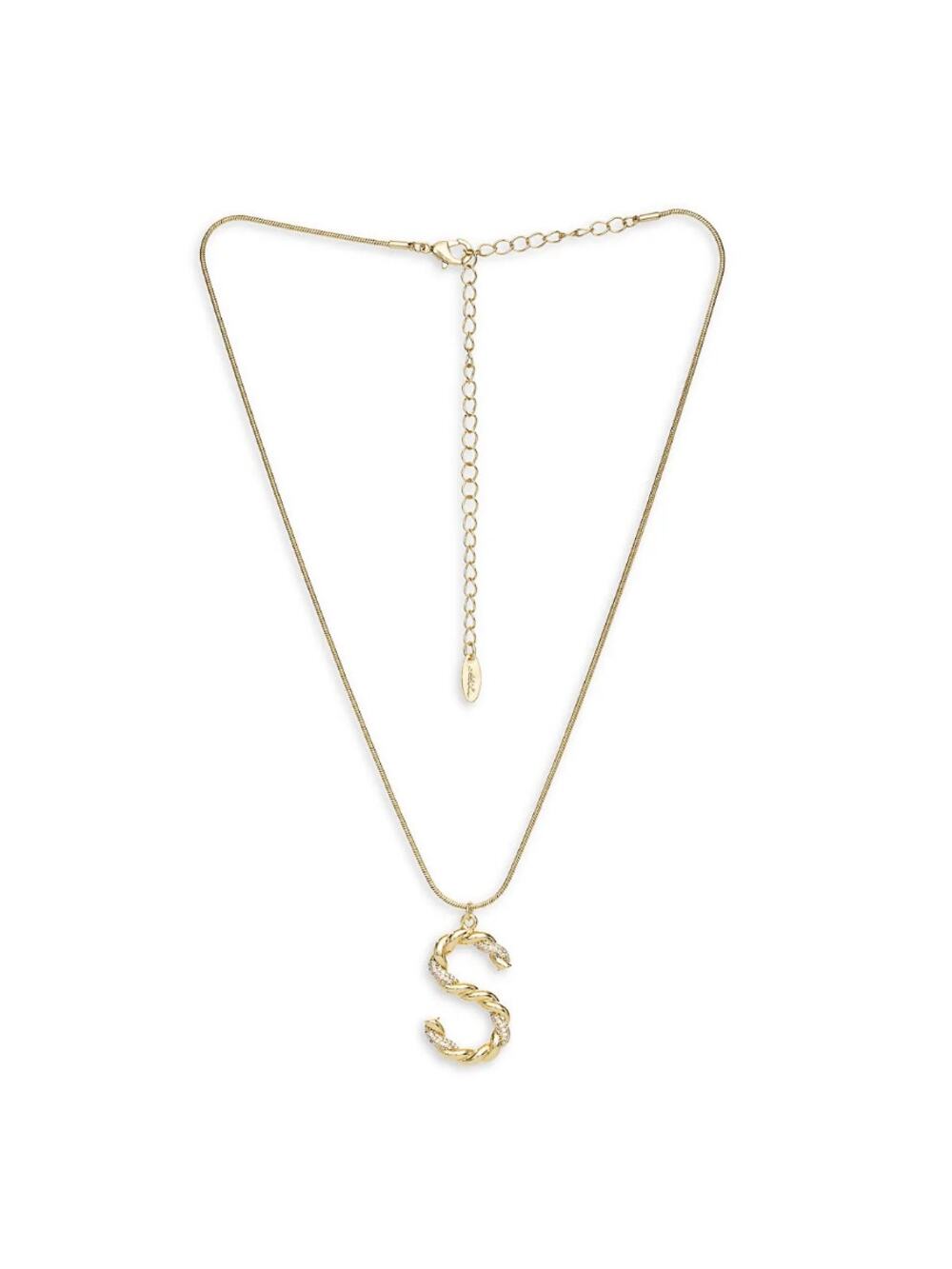 NEW ETTIKA REVOLVE 18K Goldplated Twisted Crystal Initial Pendant Necklace S